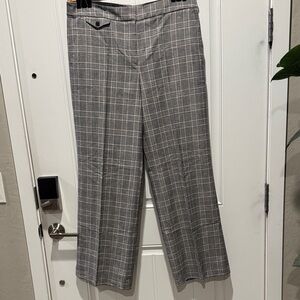 LOFT Gray Plaid Wide Leg Pants